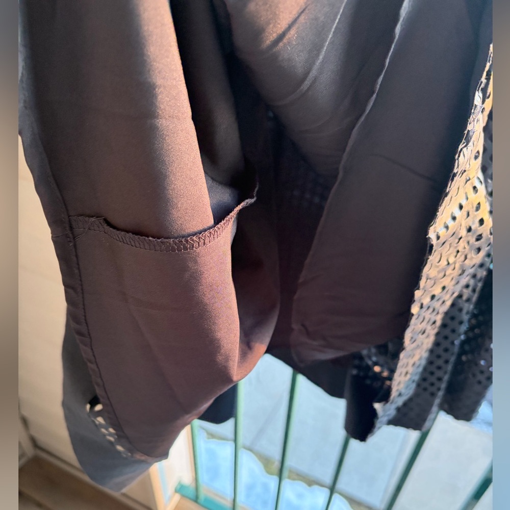 🆕 By Nancy New York Black Faux Leather Perforated Midi Skirt XXL Elastic Waist - Picture 13 of 17